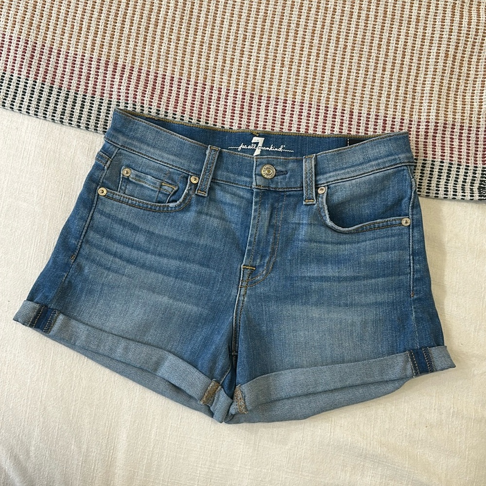 7 for all mankind cuffed denim shorts
